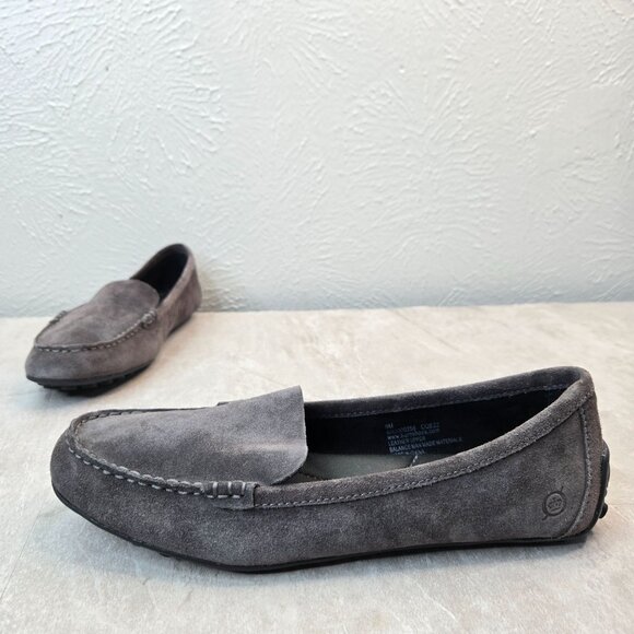 Born Driving Loafers Suede Gray Preppy Minimalist Slip On Comfort Dress Shoes 9M - Picture 1 of 11